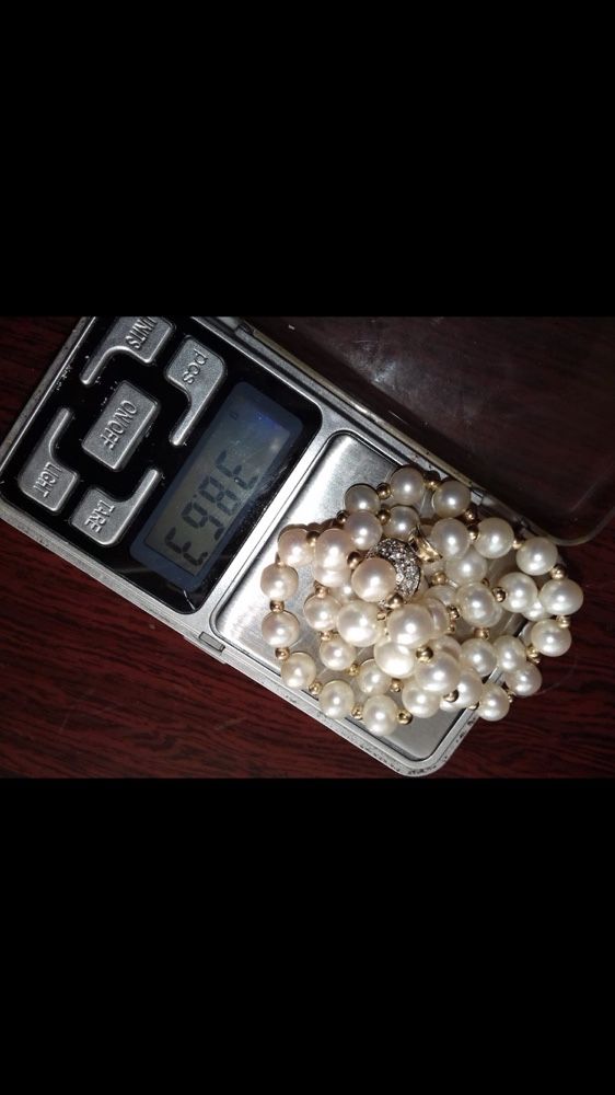 Уникальное ожерелье с сережками Морской жемчуг и золото 585 проба