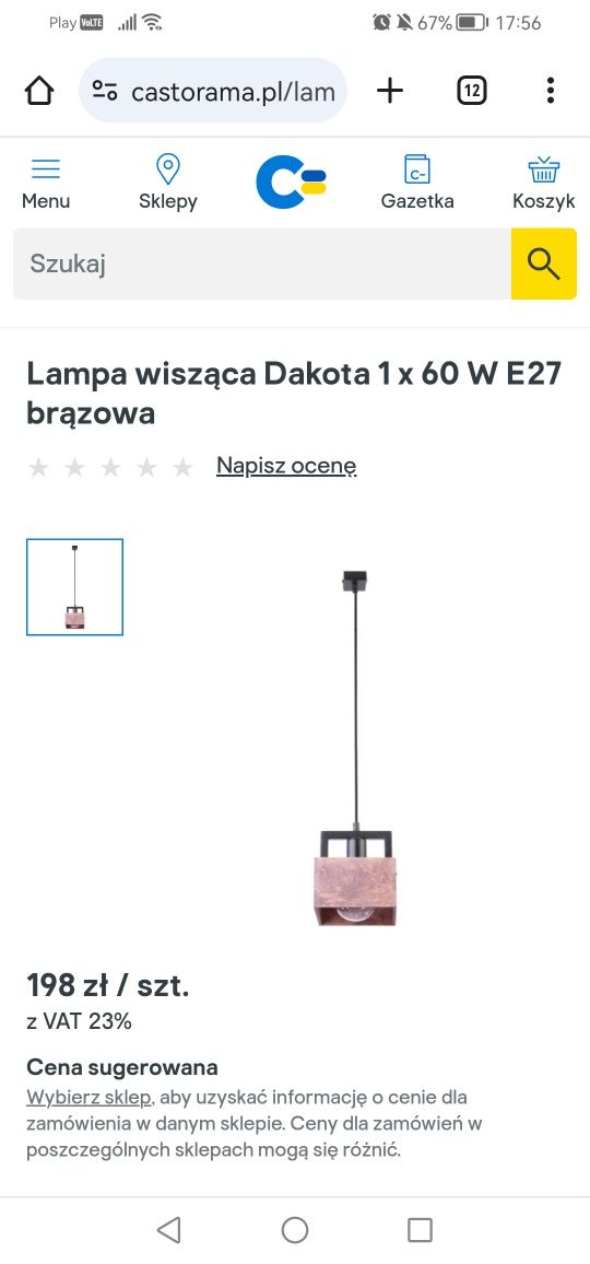 Lampa wisząca brązowa E27