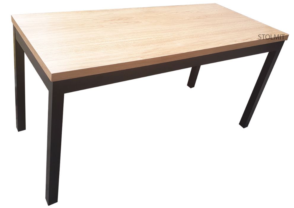 Industrialny stół z 4 krzesłami dąb naturalny + czarny mat wymiary