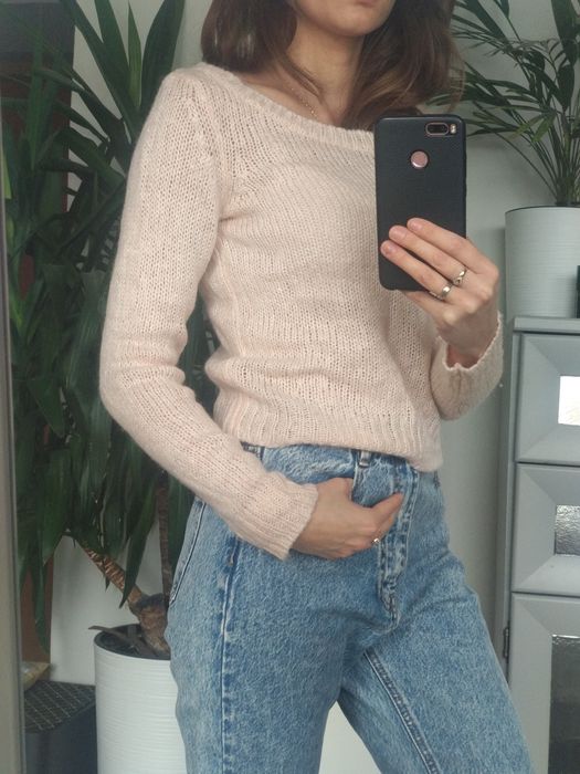 Sweter H&M pudrowy róż xs