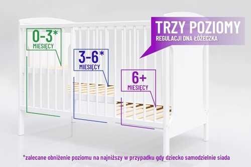 Łóżeczko dziecięce TIPI 0-5 lat 140/70cm 3 poziomy z szufladą roczne