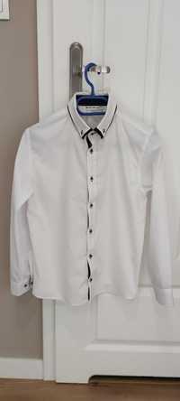 Koszula do garnituru r.164 dla chłopca z czarną lamówką