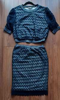 Elegancki komplet spódnica ołówkowa i bluzka w stylu crop top Roz. M