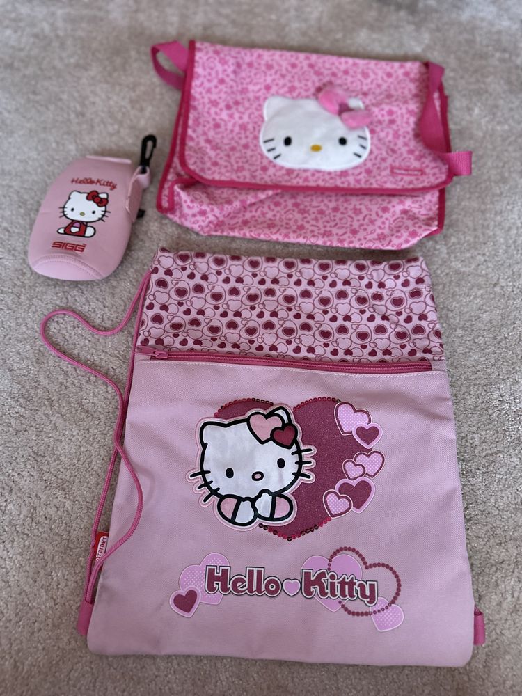 Conjunto sacos e porta garrafa de água Hello Kitty