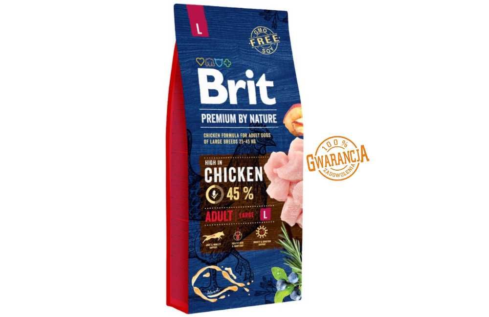 HIT - SUCHA KARMA Dla Psa Brit Premium by Nature Adult L Kurczak 15 kg