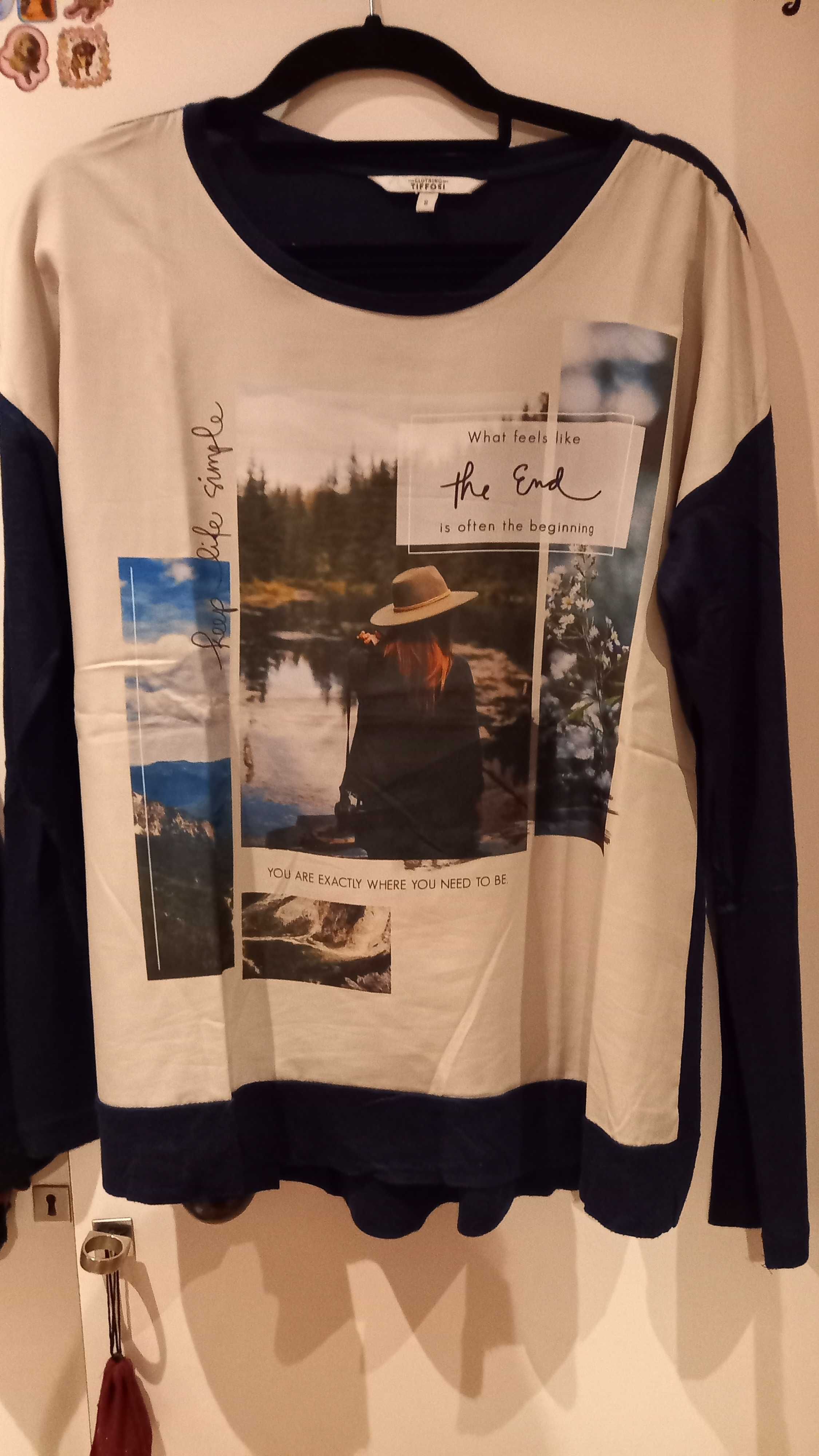 Camisola de meia estação, azul marinho c estampado à fr, S - Tiffosi