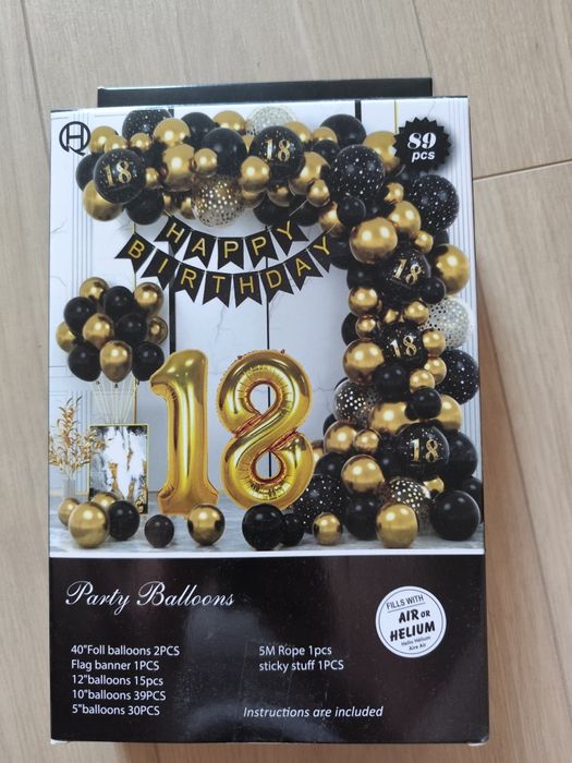 Zestaw balonów i dekoracji na 18 urodziny