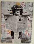 Tela com macaco a ler jornal