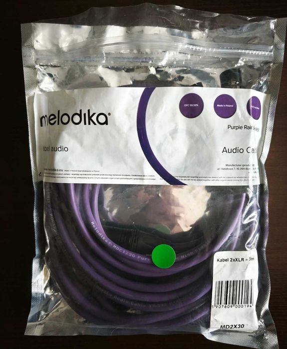 OKAZJA!!! Kable XLR Melodika Purple MD2X30 3m – praktycznie nowe