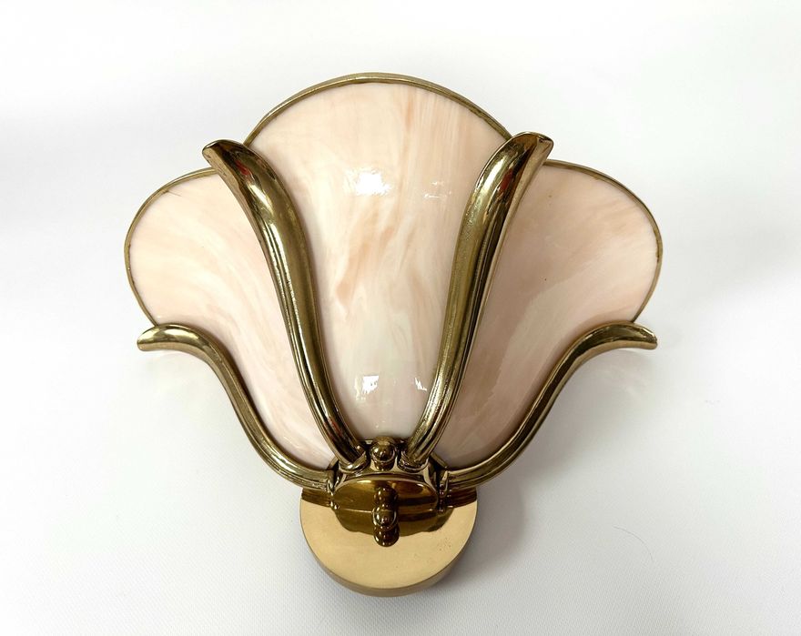 Vintage duży kinkiet Art Nouveau, Lotus Lamp