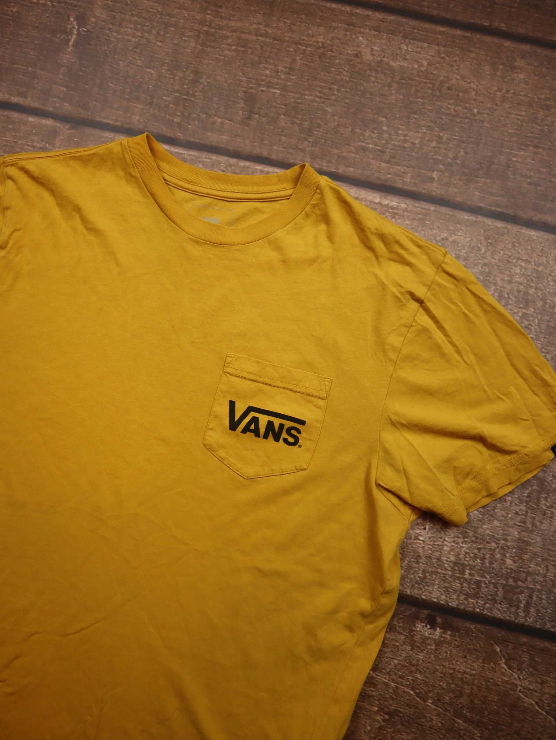Vans Off the wall tshirt żółta koszulka z krótkim rękawem z czarnym