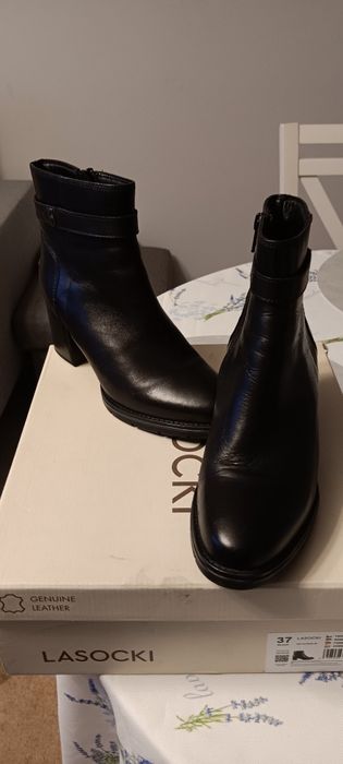 Botki zimowe ocieplane skórzane