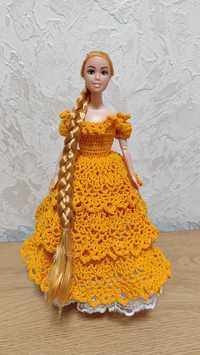 Кукла в вязаном платье, одежда для Барби, Барби в пышном платье