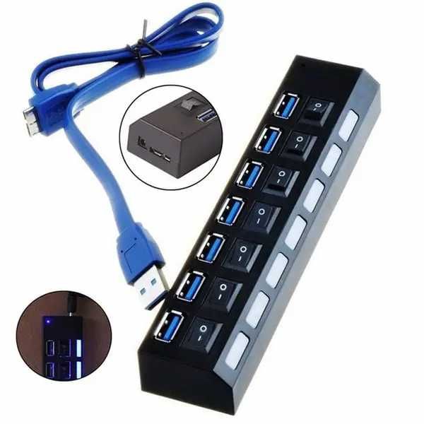 USB 3.0 HUB хаб на 7 портов Switch Support 1 Тб HDD+ Блорк питания