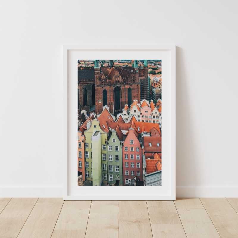 Plakat skandynawski Gdańsk! Kościół kamienice! Loft industrial Polska