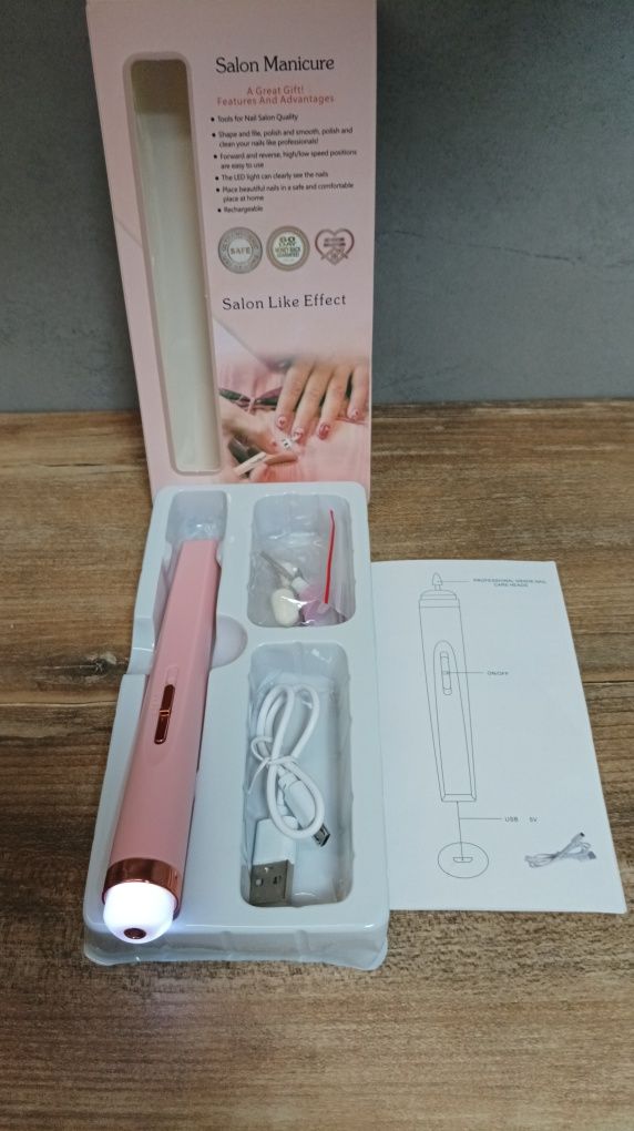 Frezarka do paznokci manicure. Bezprzewodowa ładowana na USB