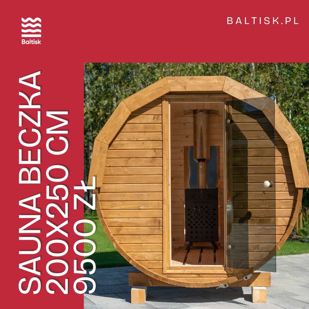Sauna ogrodowa Beczka Ruska Bania 200x250cm - dobierz piec i dodatki