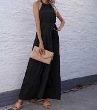Czarna sukienka maxi plazowa miejska idealna na lato wakacje