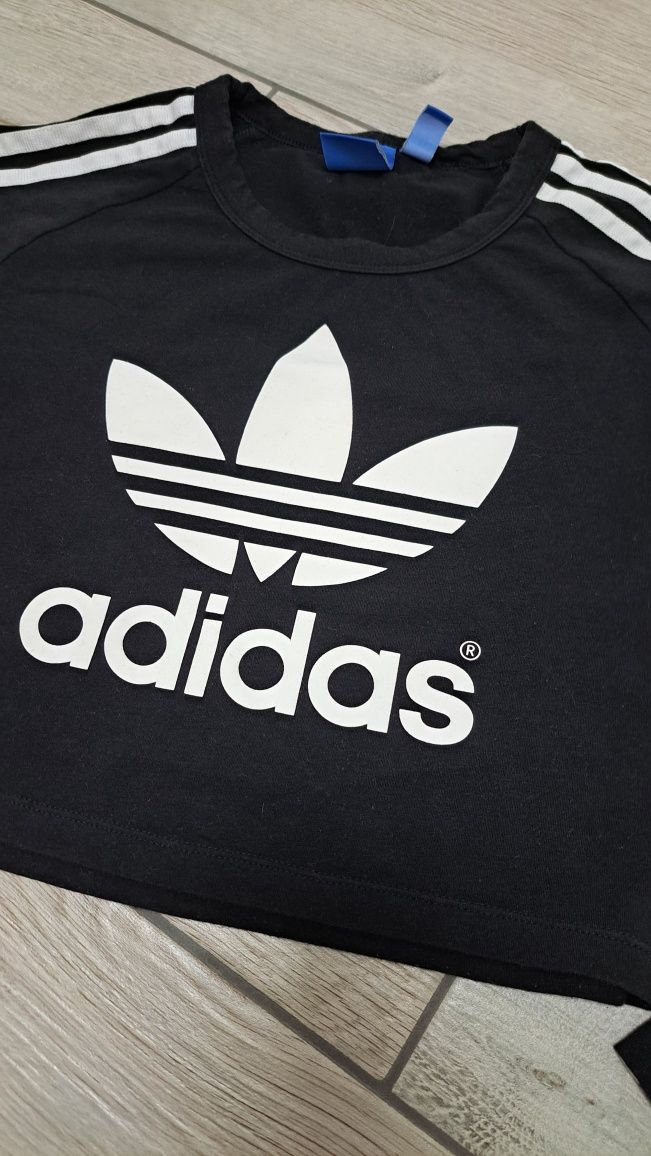 Adidas Orginals Paris Longsleeve crop bluza T Shirt XS logo kwiat