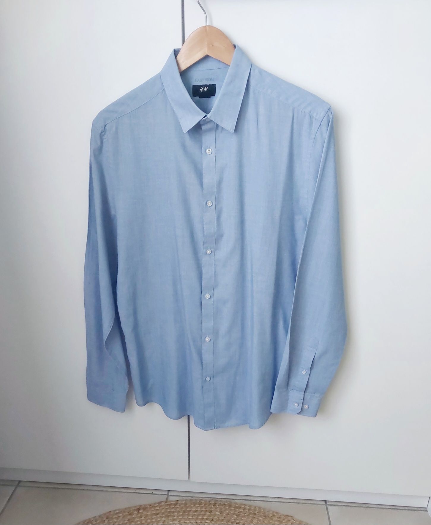 Koszula męska H&M błękitna koszula Slim fit easy Iron smart casual