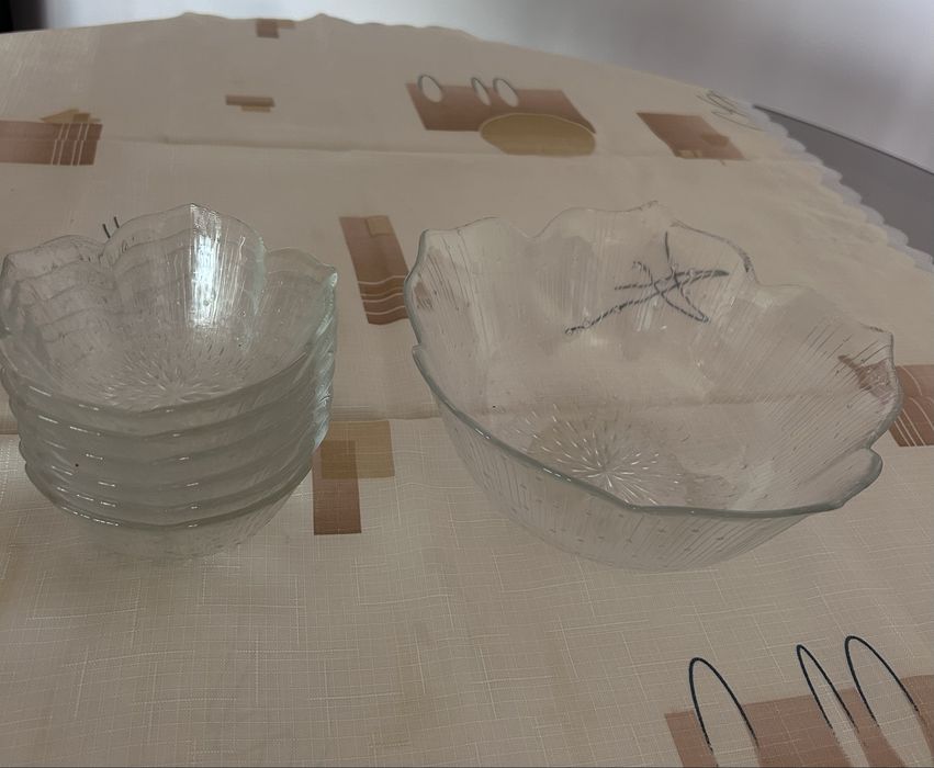 Conjunto de sobremesa de vidro