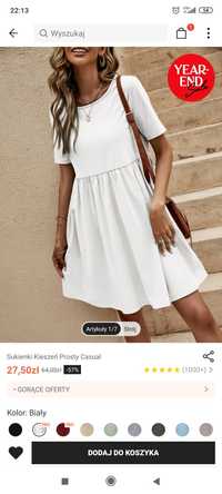 Sukienka Shein biała rozm XL
