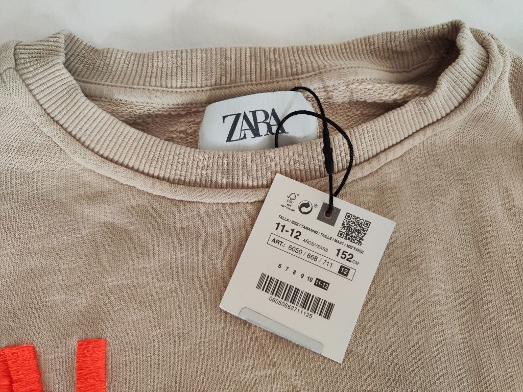 Sweat Zara, nova com etiqueta, tamanho 11/12 anos. Com embalagem.