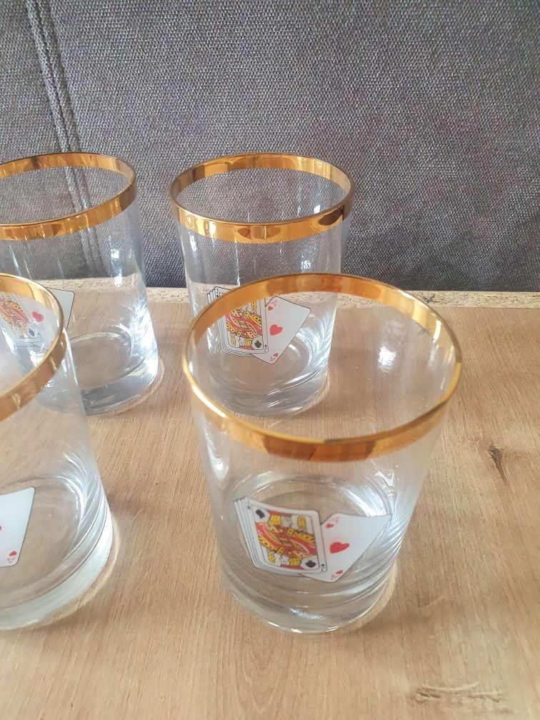 Szklanki do whisky malowane pozłacane kolekcja prl