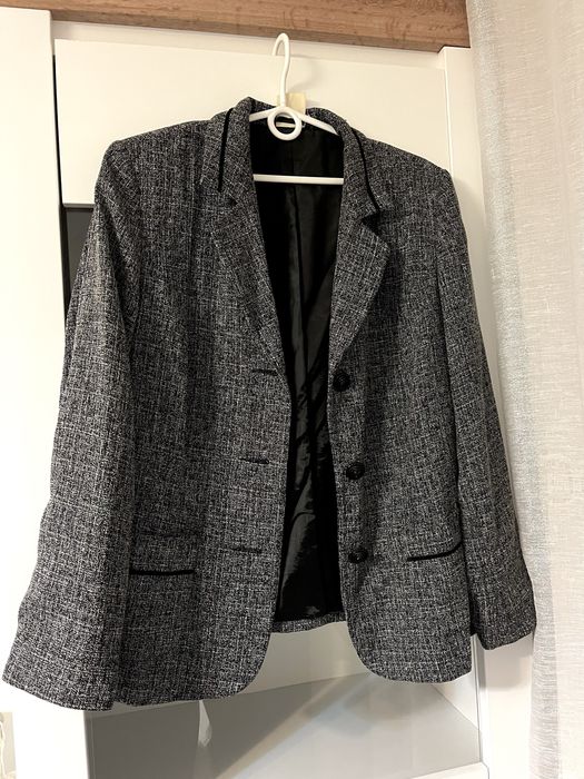 Szara elegancka marynarka L/Xl oversize melanżowa