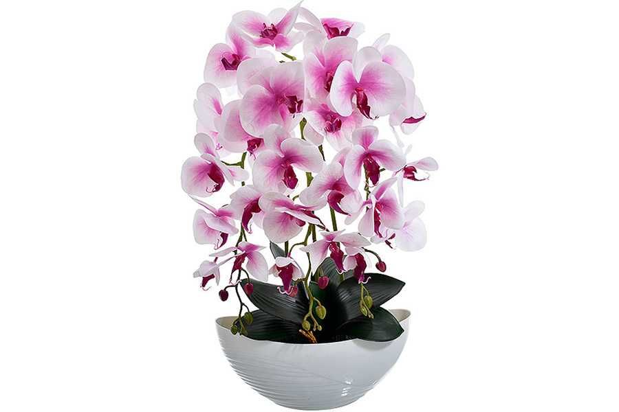 Storczyk donica sztuczne kwiaty orchidea dekoracja salonu liście
