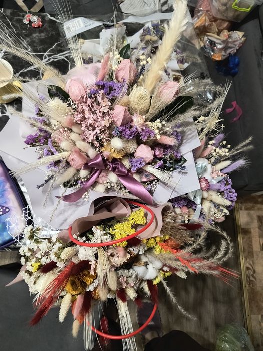 Букети із сухоцвітів, весільні букети, бутоньєрки на замовлення