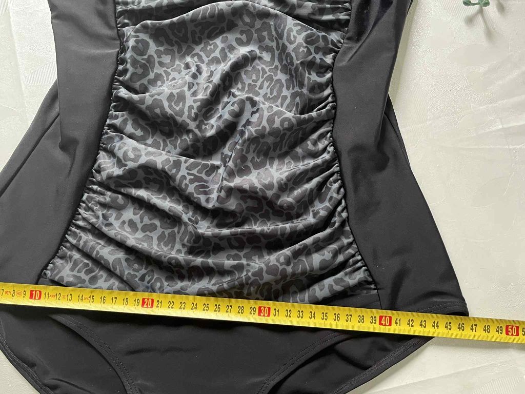Bonprix kostium kąpielowy jednoczęściowy czarny panterka 42/44wyszczup