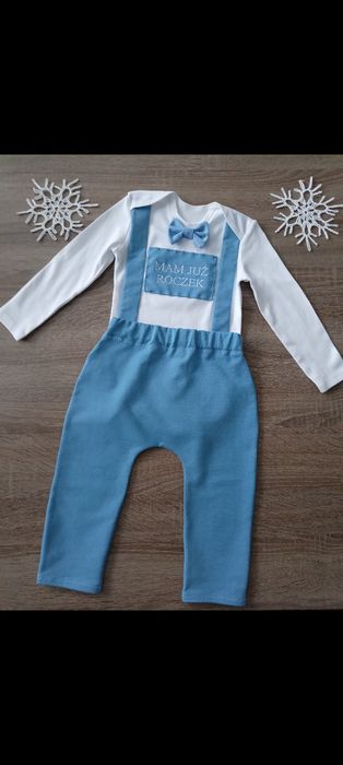 Ubranko strój dla chłopca na roczek błękitny r.86