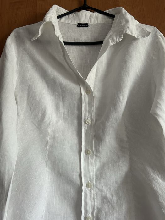 Біла жіноча сорочка льняна