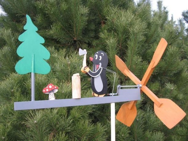 Wiatrak ozdoby ogrodowe handmade rękodzieło gargamel smerf rumcajs