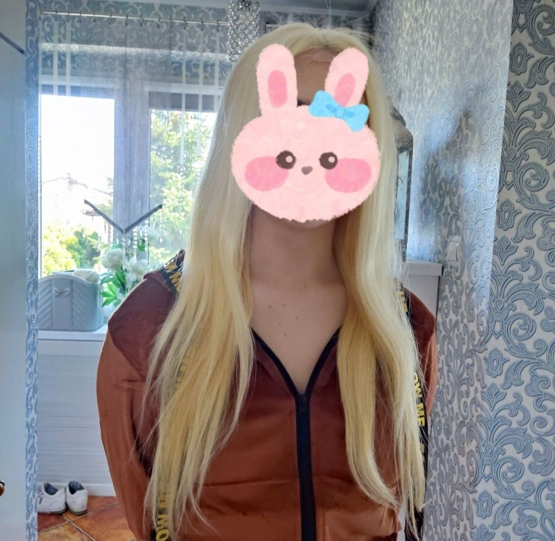Włosy naturalne blond peruka 100% naturalna długa lace front nowa