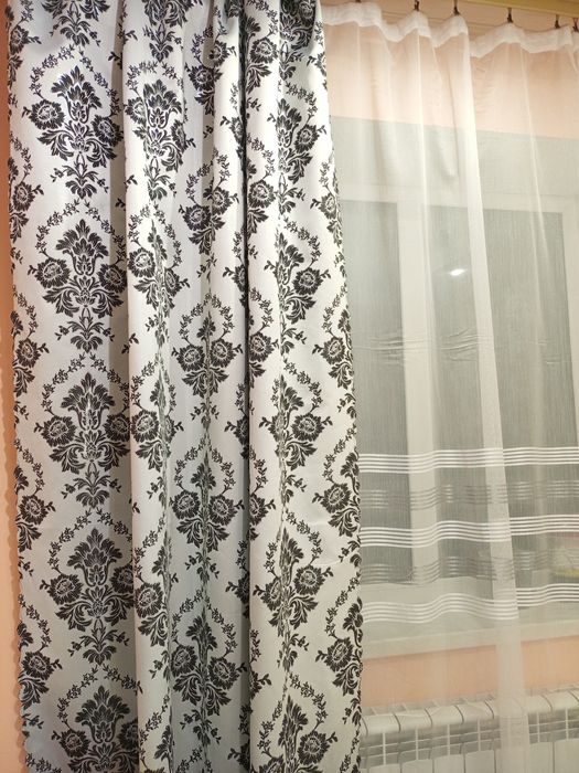 Штори  сірі з чорним