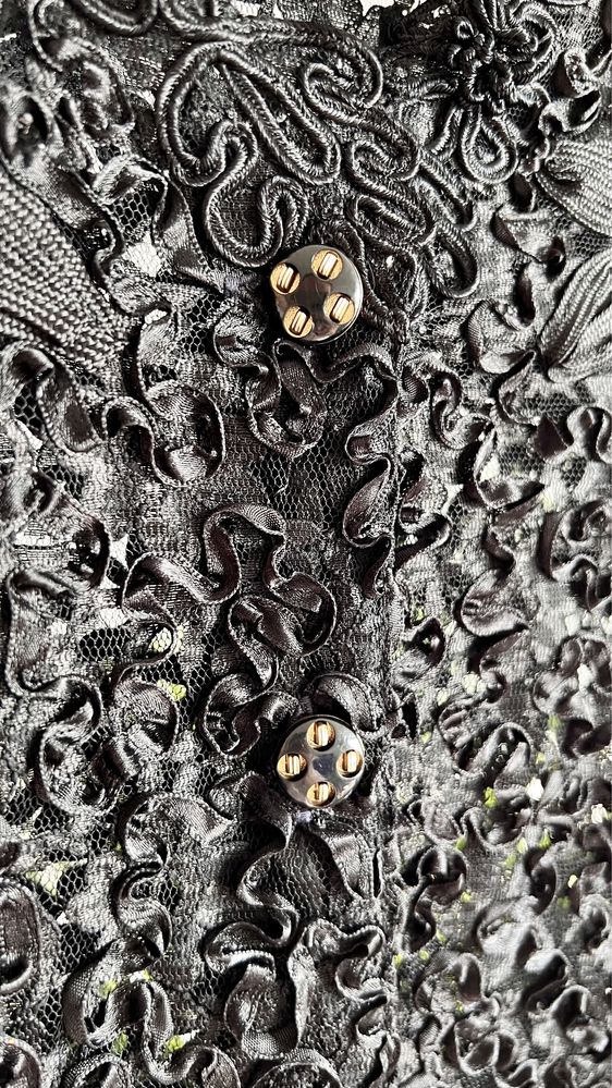 Elegancka Bluzka vintage, czarna koronka