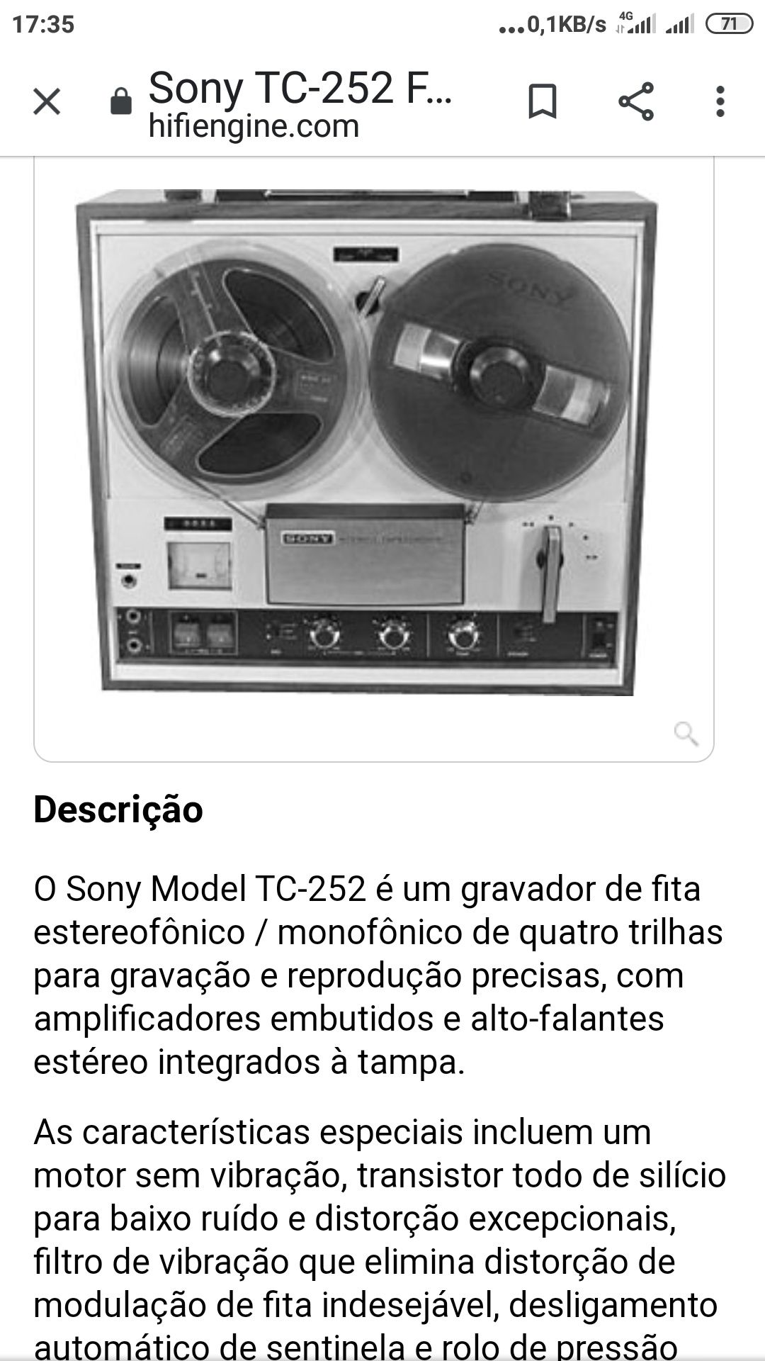 Antigo Sony TC 252