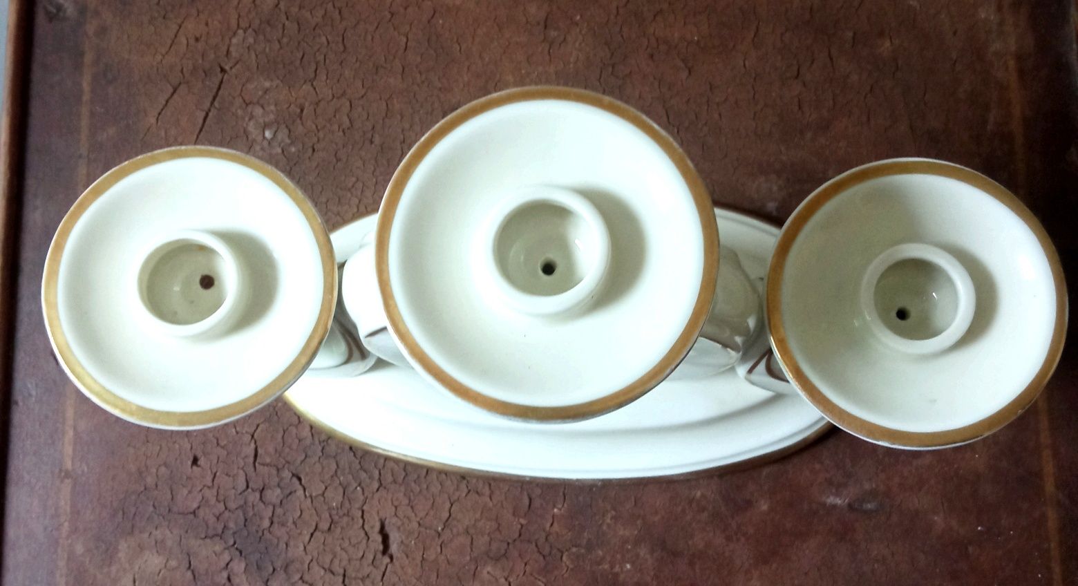 świecznik porcelanowy trójramienny