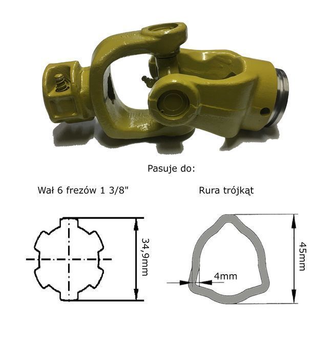 Przegub wałka WOM 30,2x106,3 rura trójkąt 6 frezów 34,9mm 1 3/8" 970Nm