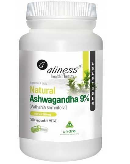 Aliness Natural Ashwagandha 580 мг 9%. Ашваганда Алінес 100 капсул