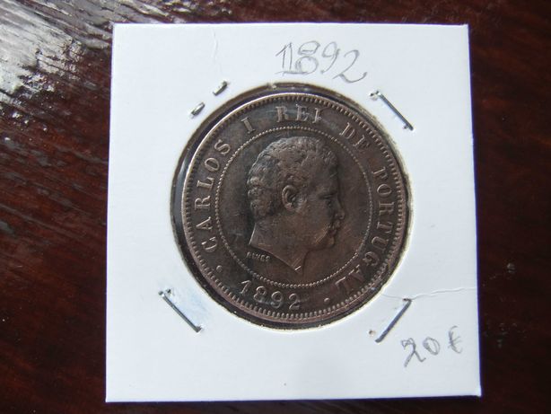 2 moedas em cobre monárquia de 1883 e 1892