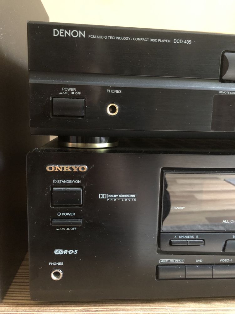 Amplituner ONKYO z odtwarzaczem CD DENON + kolumny TONSIL