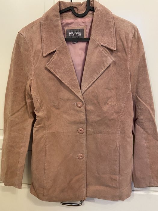 Kurtka skórzana Zamsz Marynarka Różowa Skóra naturalna Zamszowa