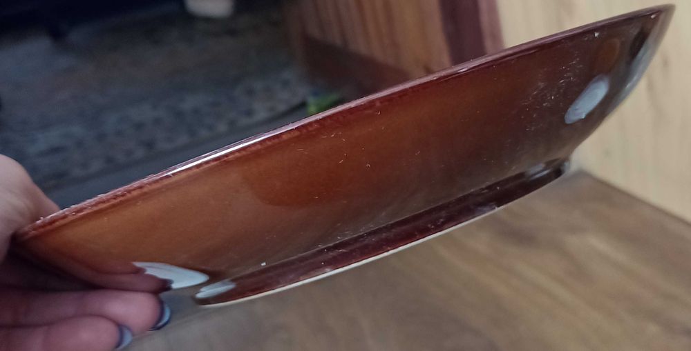 Głęboki duży talerz ,,GS'' retro Pruszków 70/80