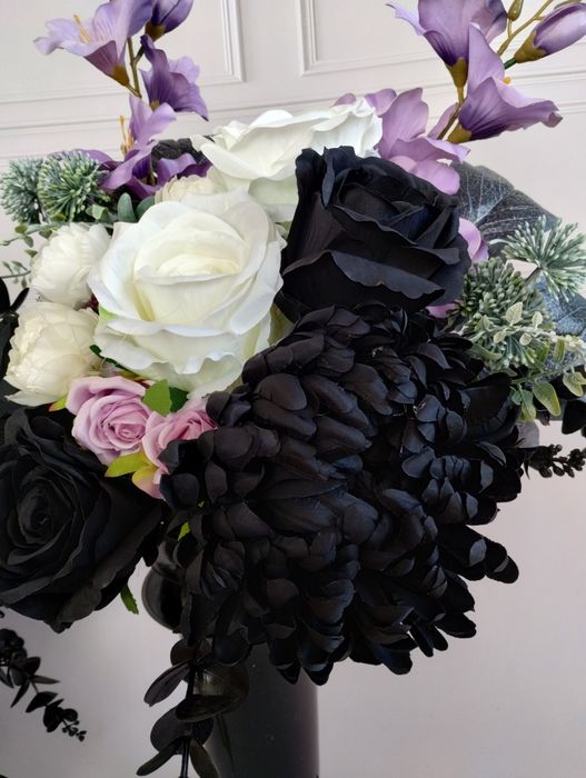 Kompozycja nagrobna z bukietem komplet stroik cmentarz