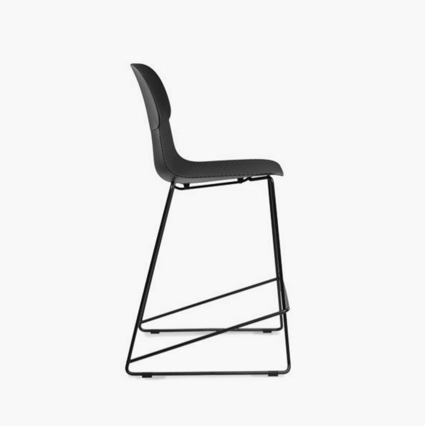 Nowy hoker 65 cm z oparciem, czarny, krzesło barowe