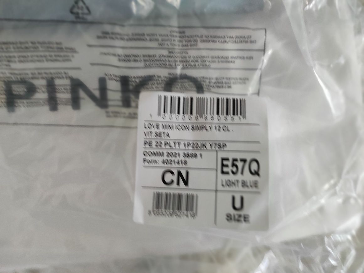Torebka Pinko Love Mini Icon Simply niebieska skóra naturalna pasek ła