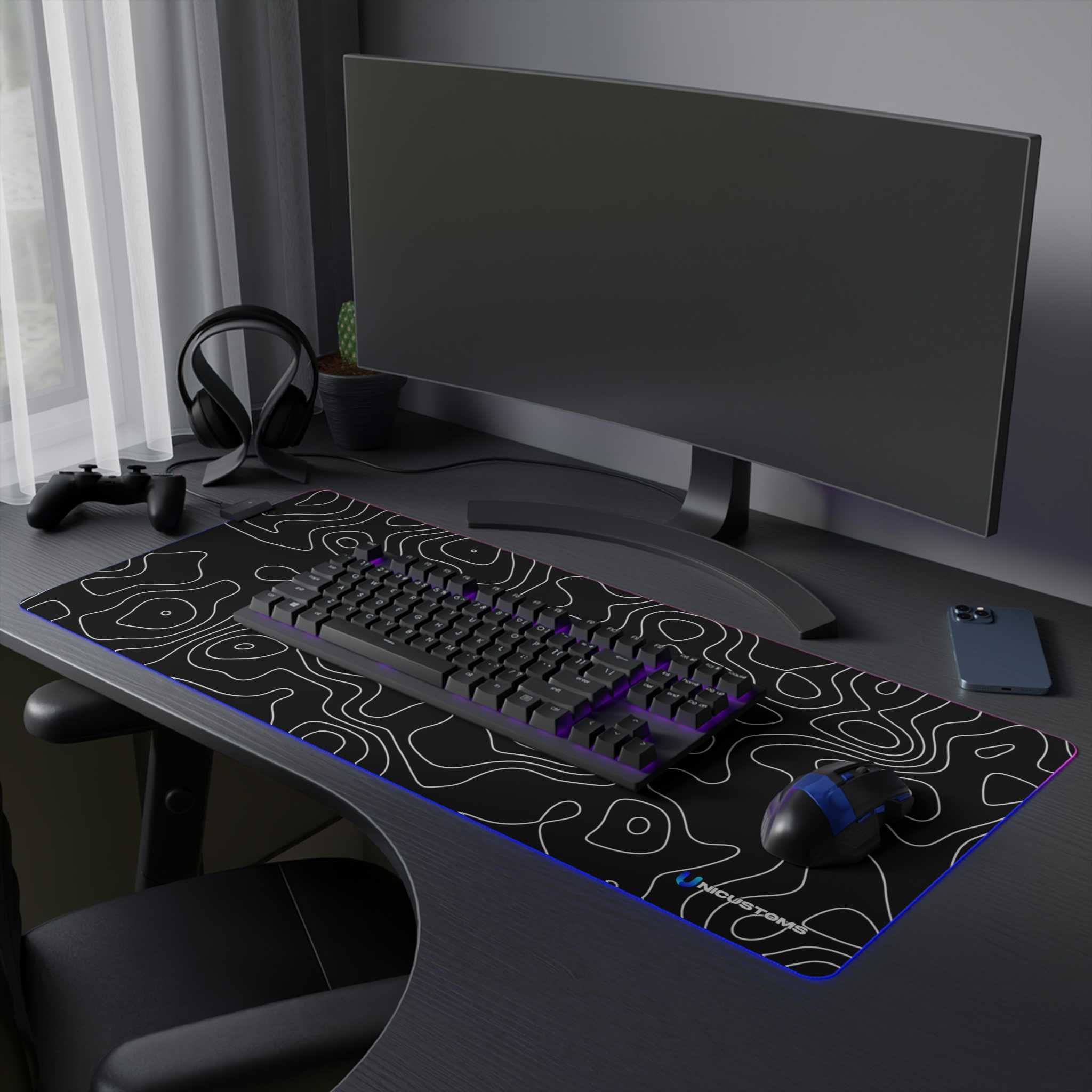 Mousepad XXL LED ( Preto/Branco ) ( 90cm x 40 cm )